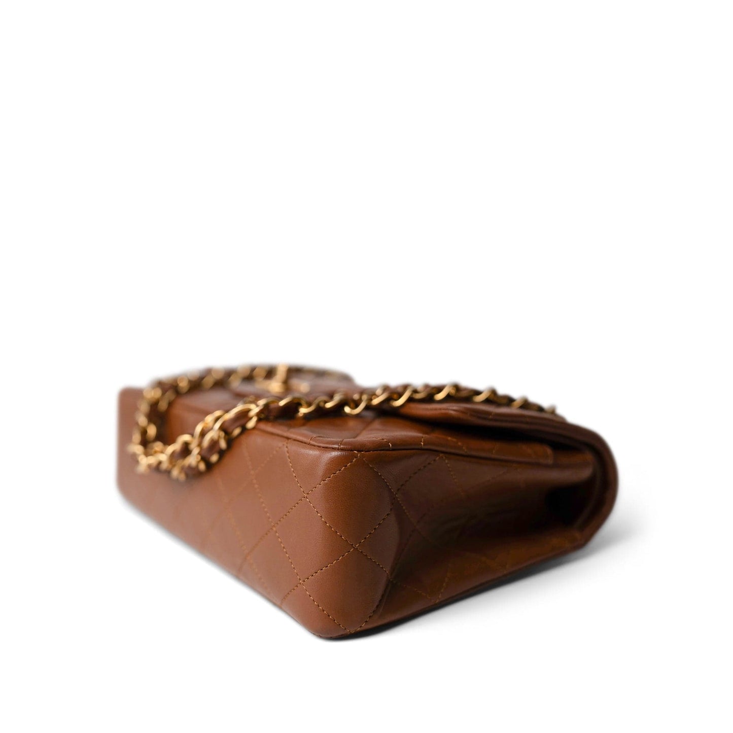 Vintage Brown Lambskin Quilted Classic Flap Medium Gold Hardware