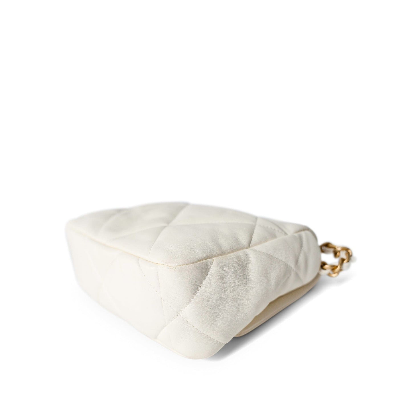 White Lambskin Quilted 19 Flap Small Mixed Hardware