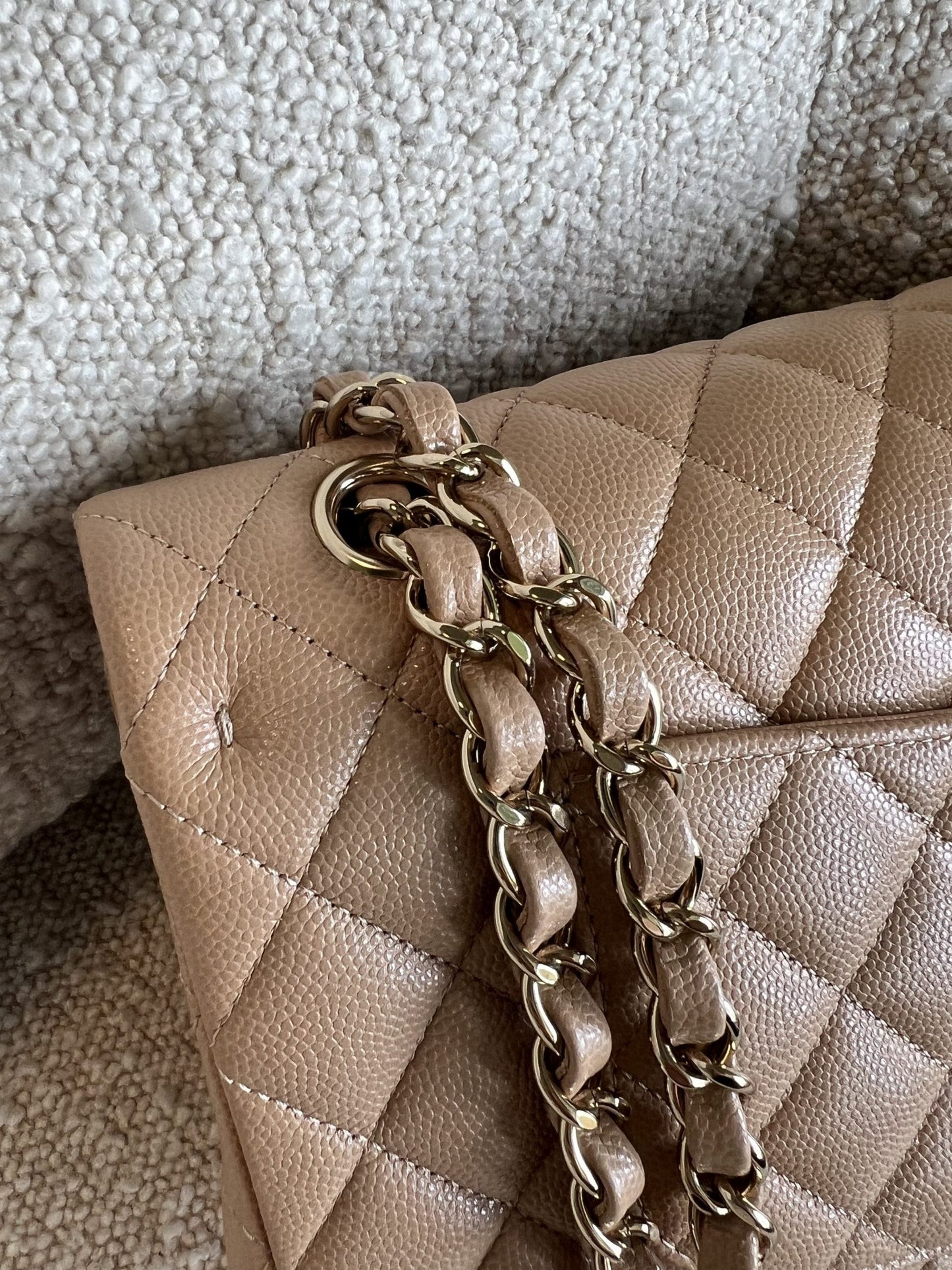 19B Dark Beige Caviar Quilted Classic Flap Medium LGHW