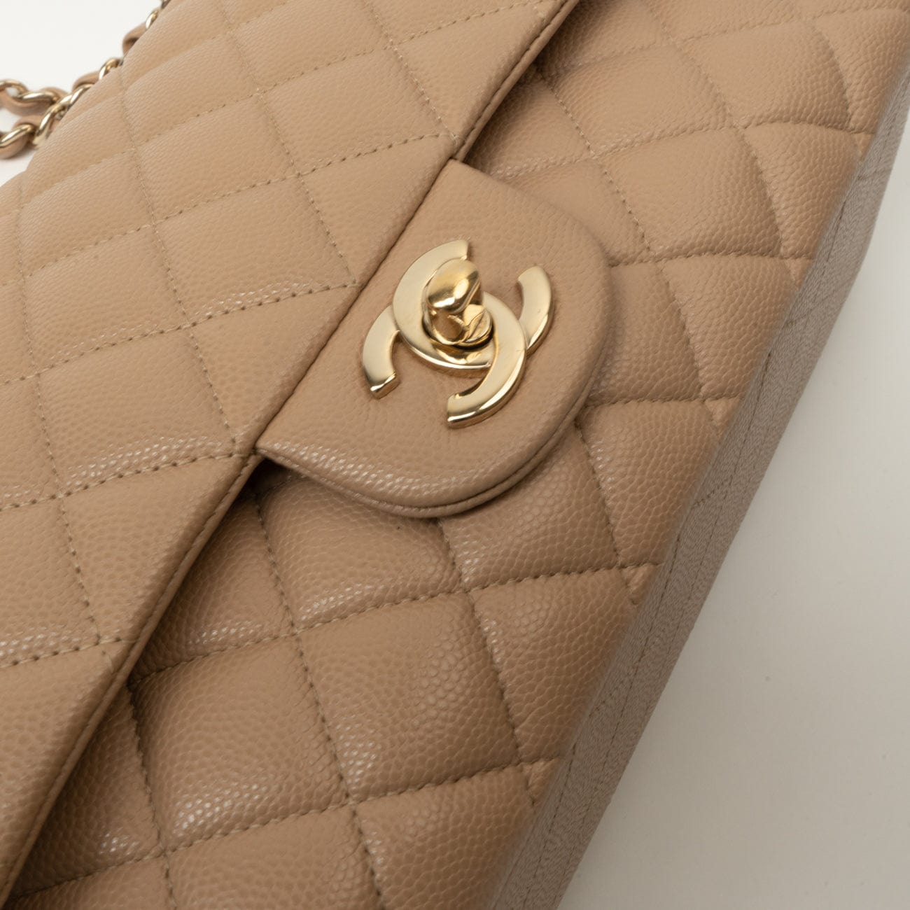 19B Dark Beige Caviar Quilted Classic Flap Medium LGHW