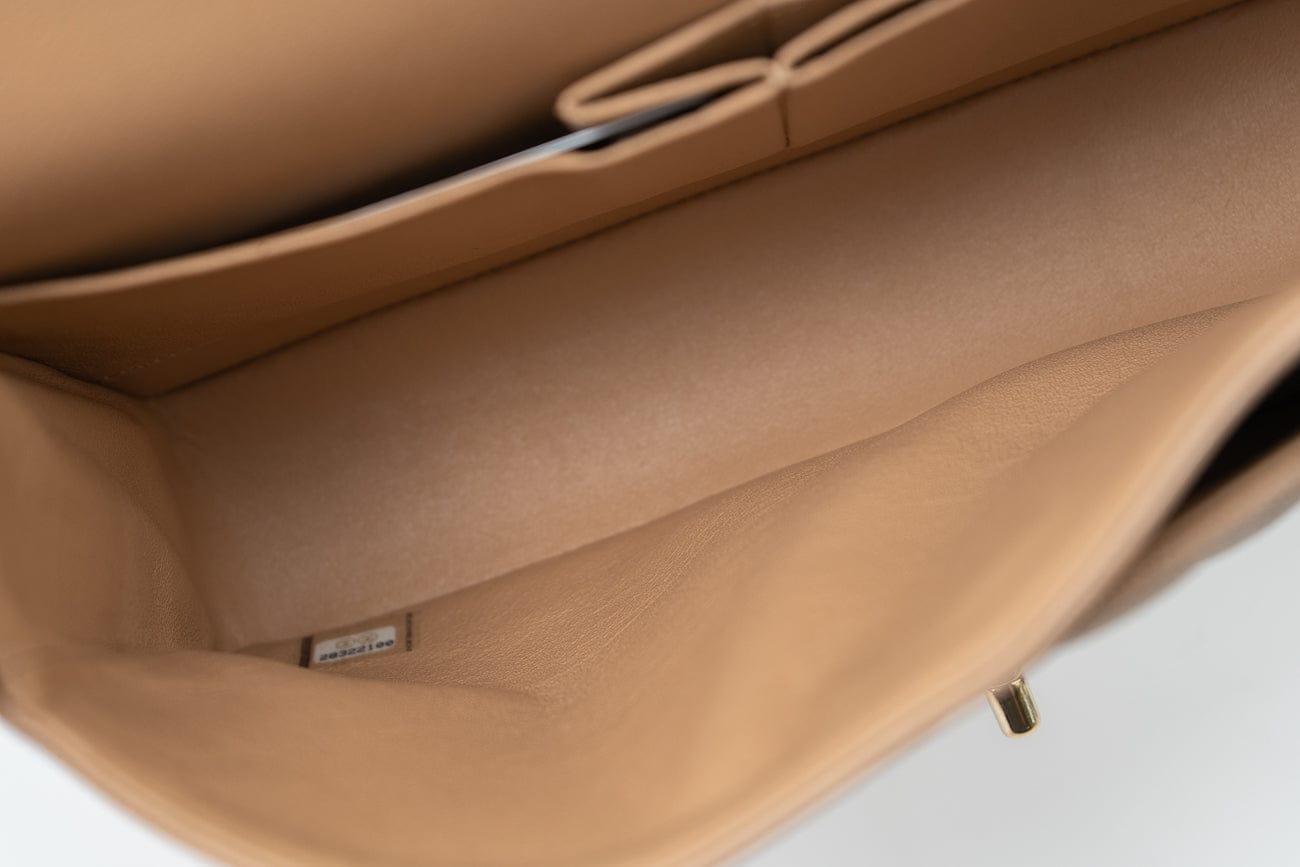 19B Dark Beige Caviar Quilted Classic Flap Medium LGHW