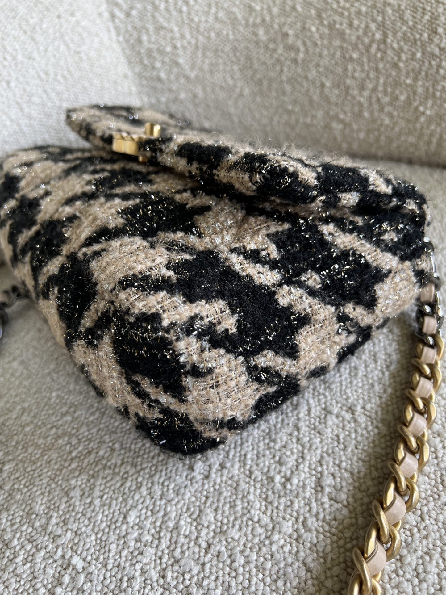 19K Houndstooth 19 Flap Beige/Black Small MHW