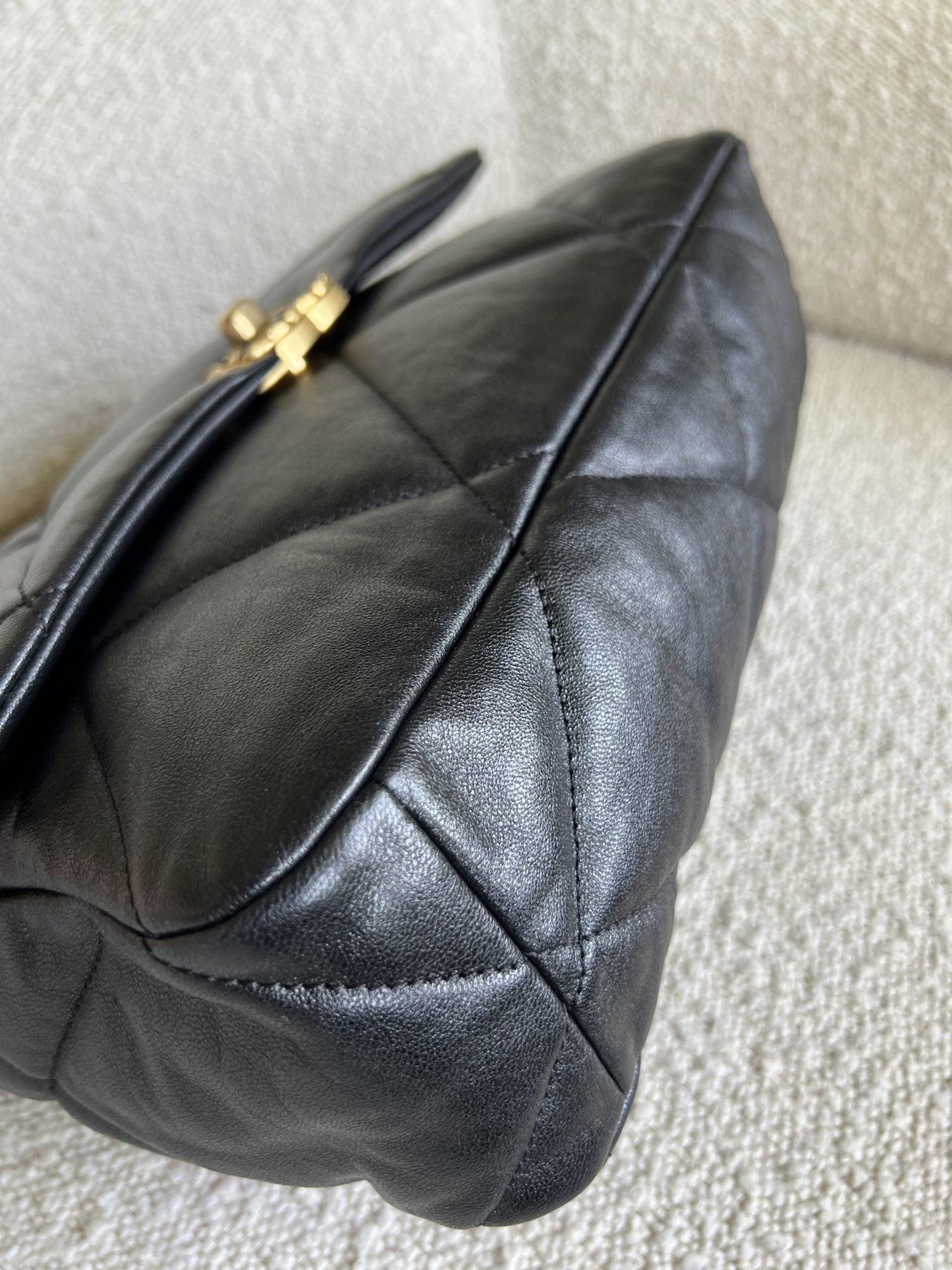 20C Black Lambskin Quilted 19 Flap Medium/Large Mixed Hardware