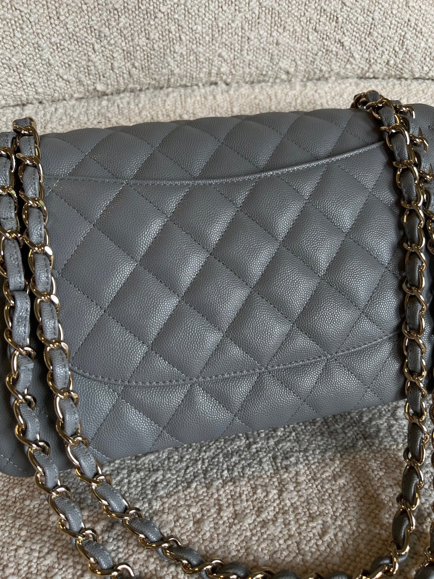 20C Grey Caviar Quilted Jumbo Classic Flap LGHW