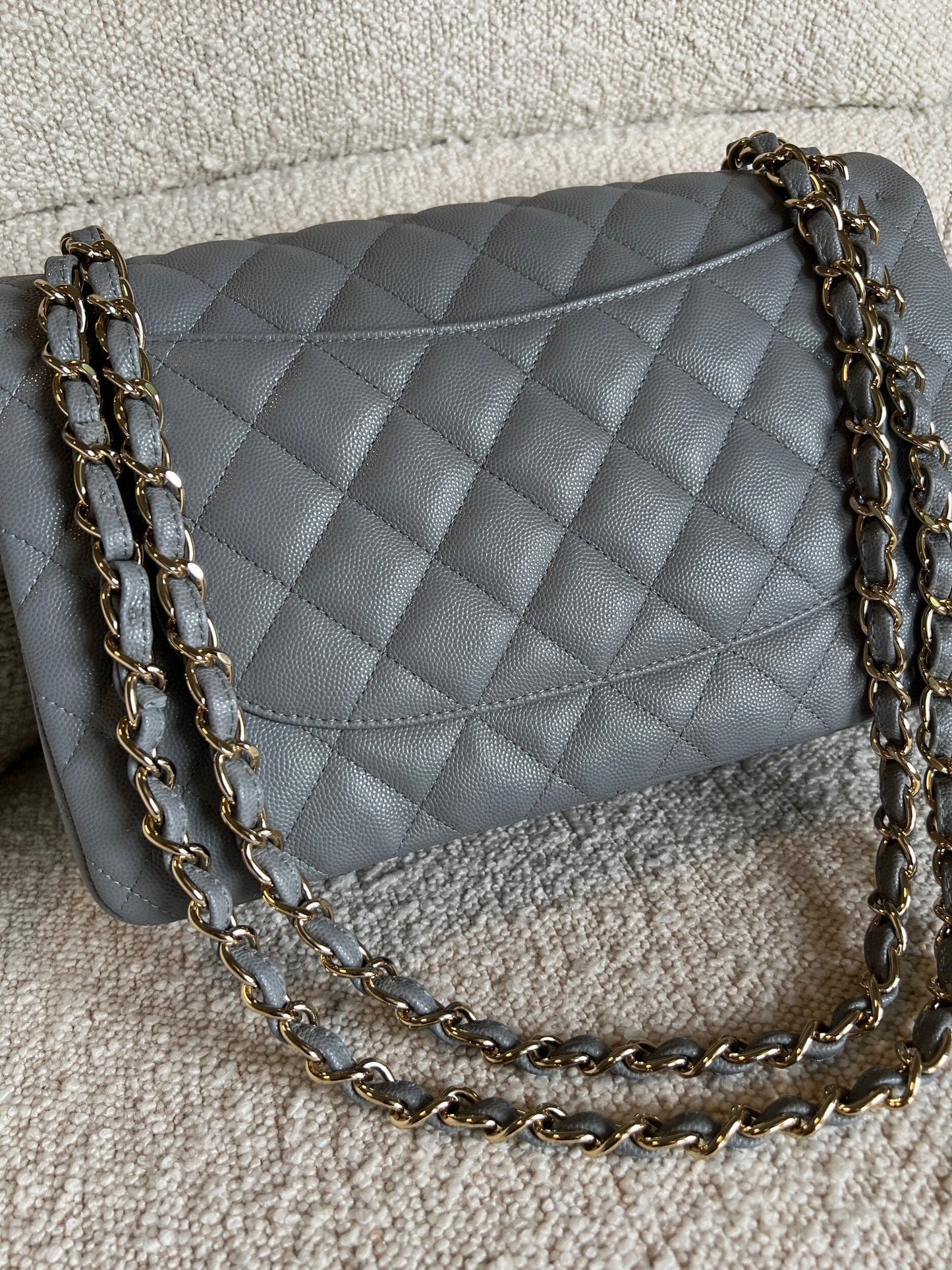 20C Grey Caviar Quilted Jumbo Classic Flap LGHW