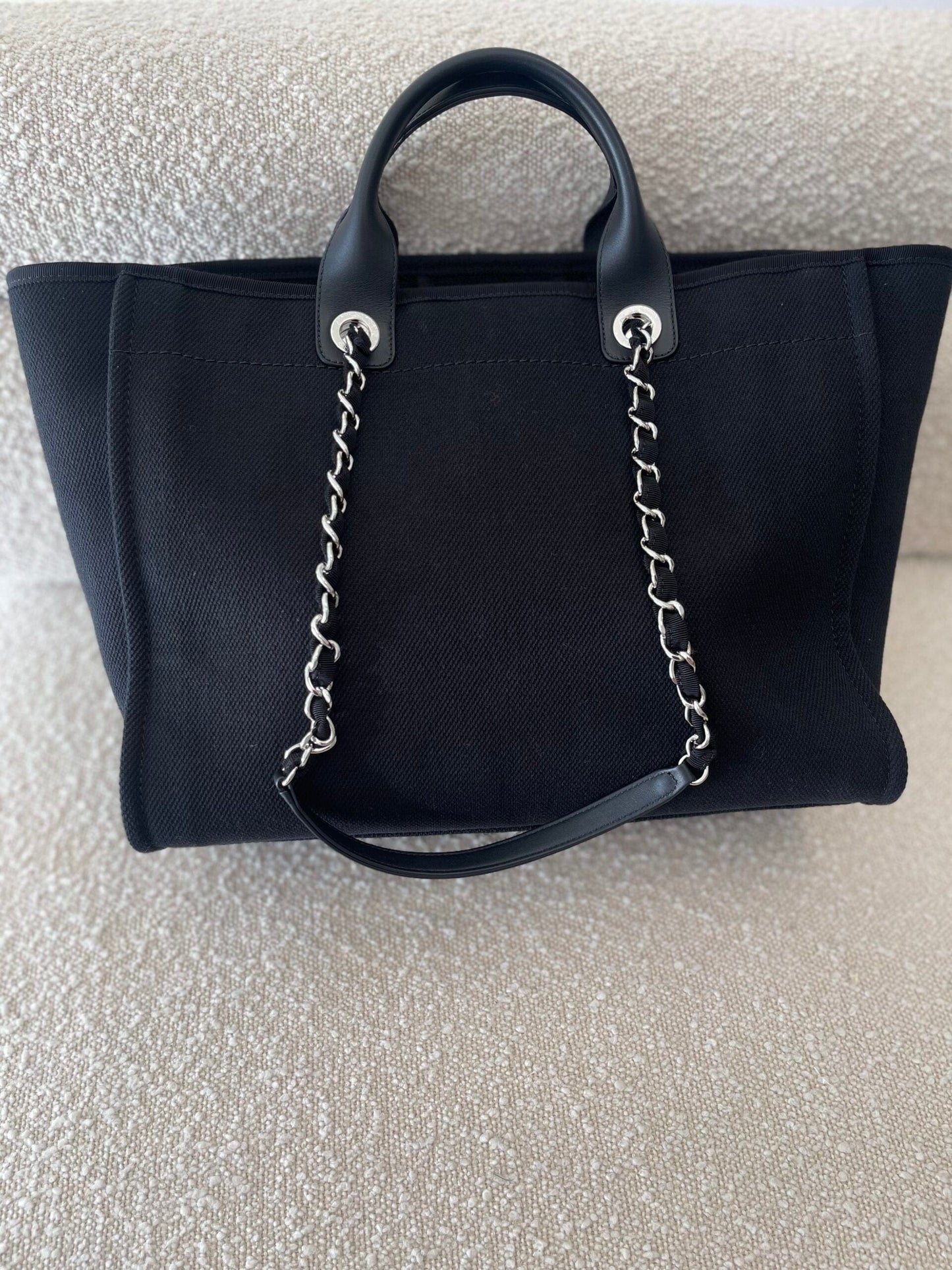 20S Black Large Deauville Shopping Bag Silver Hardware