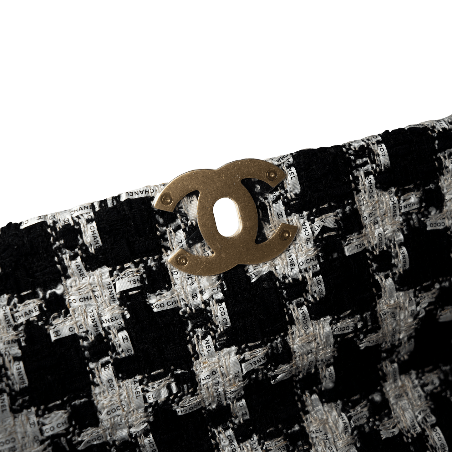 20S Black / White Ribbon Tweed 19 Flap Mixed Hardware Small