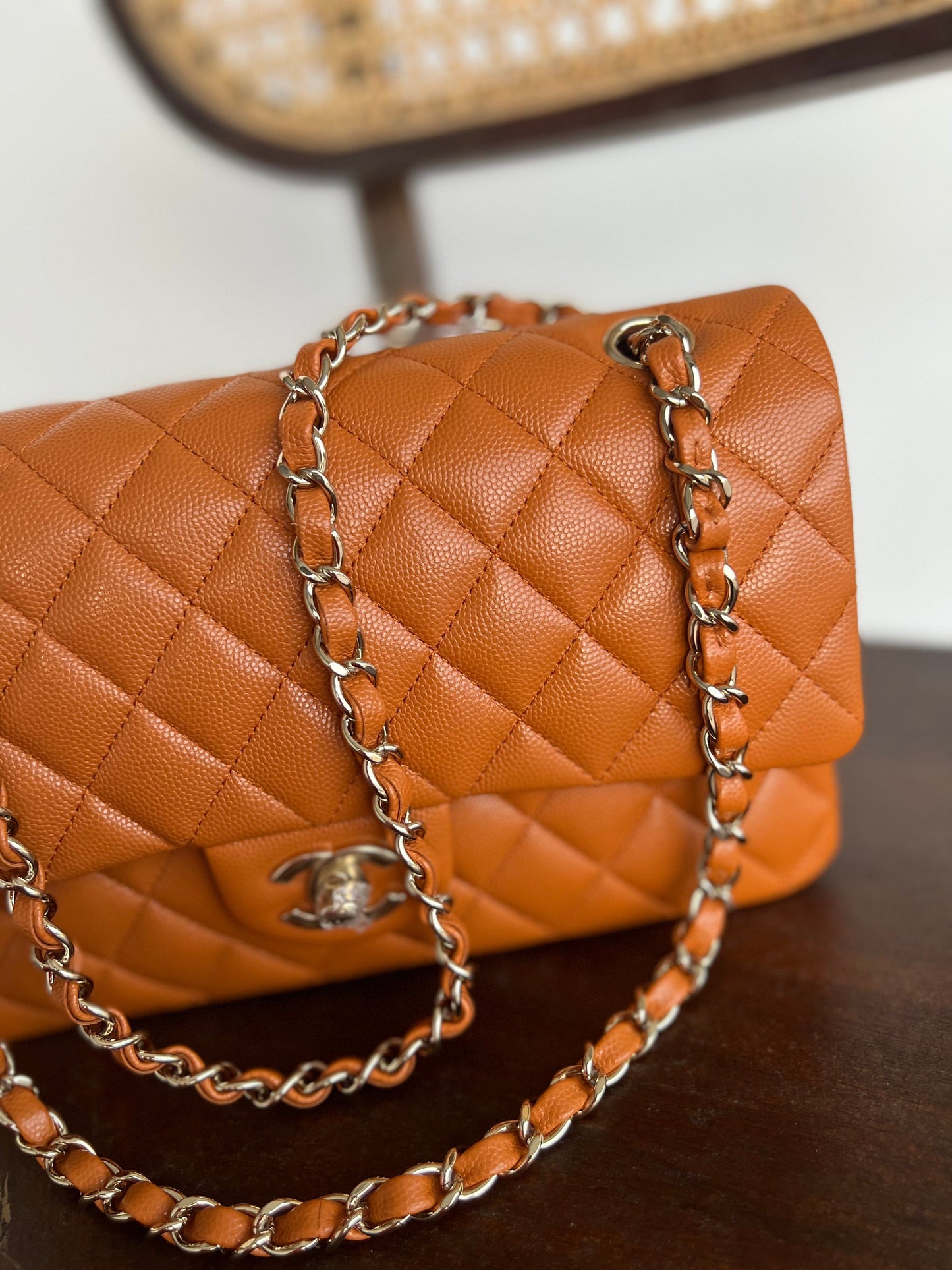 21A Caramel / Light Brown Caviar Quilted Classic Flap LGHW