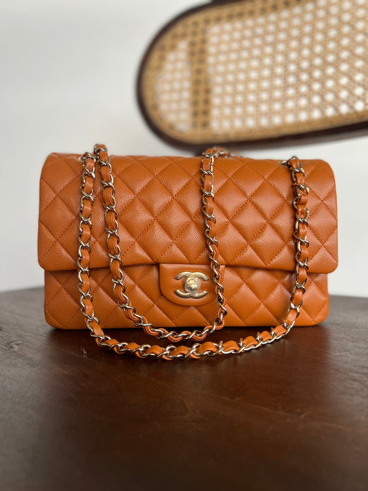 21A Caramel / Light Brown Caviar Quilted Classic Flap LGHW