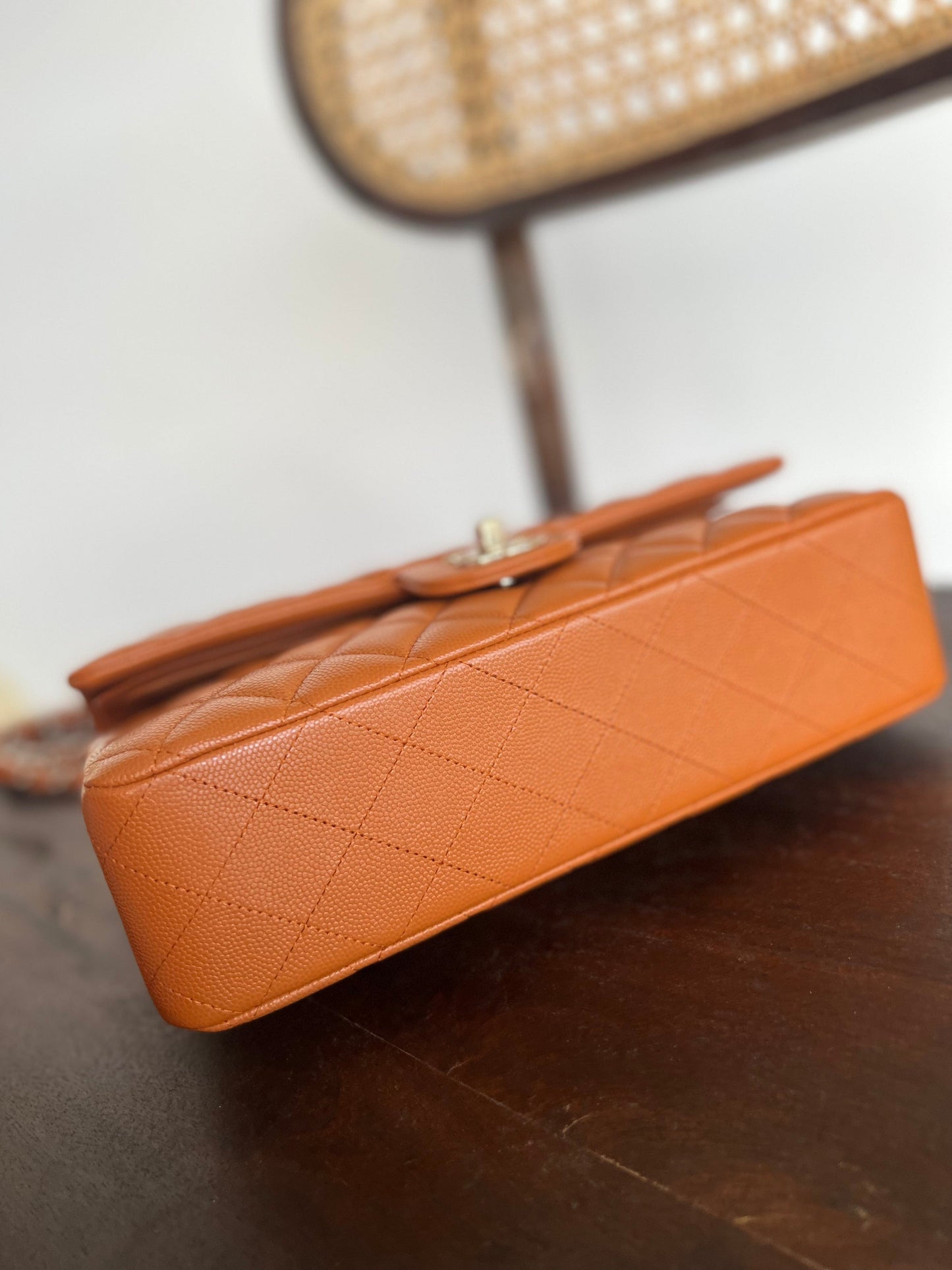 21A Caramel / Light Brown Caviar Quilted Classic Flap LGHW