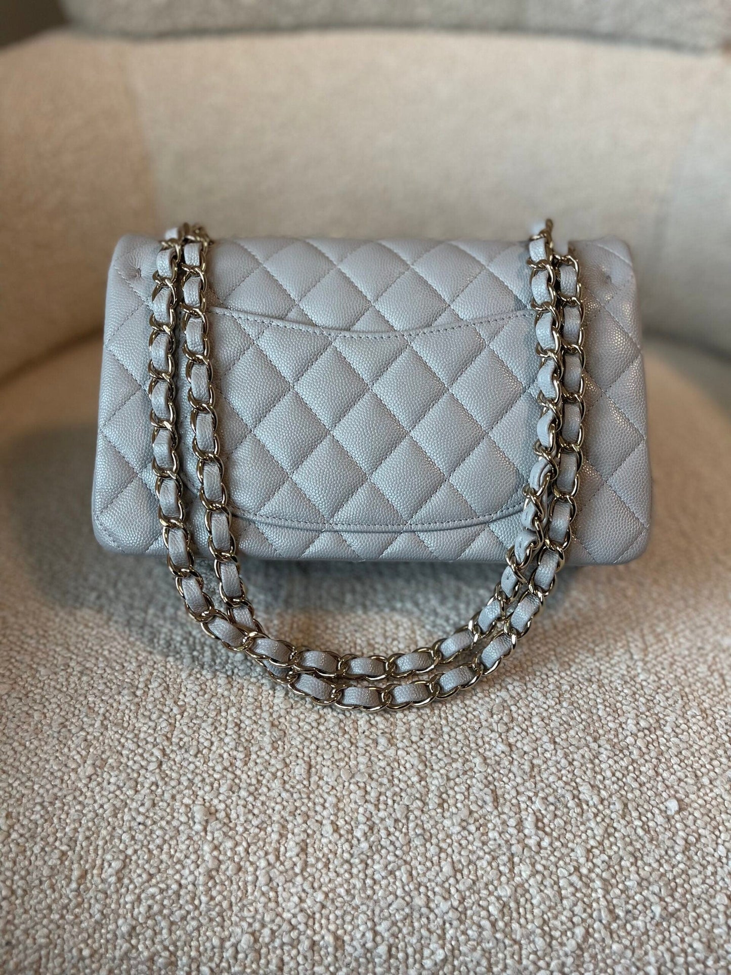 21A Grey Caviar Quilted Classic Flap Small LGHW