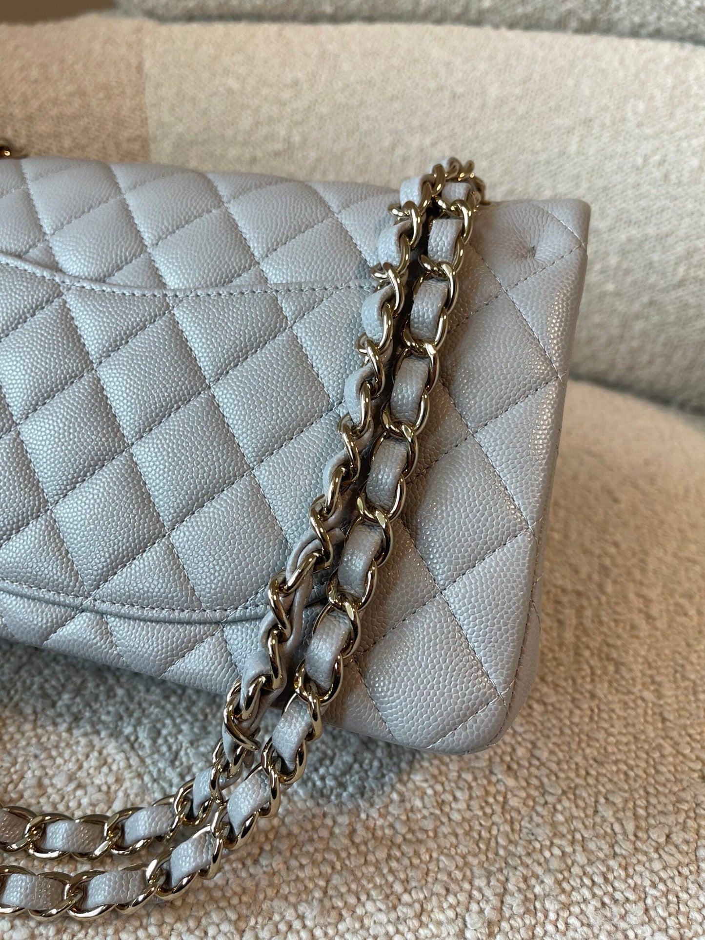 21A Grey Caviar Quilted Classic Flap Small LGHW