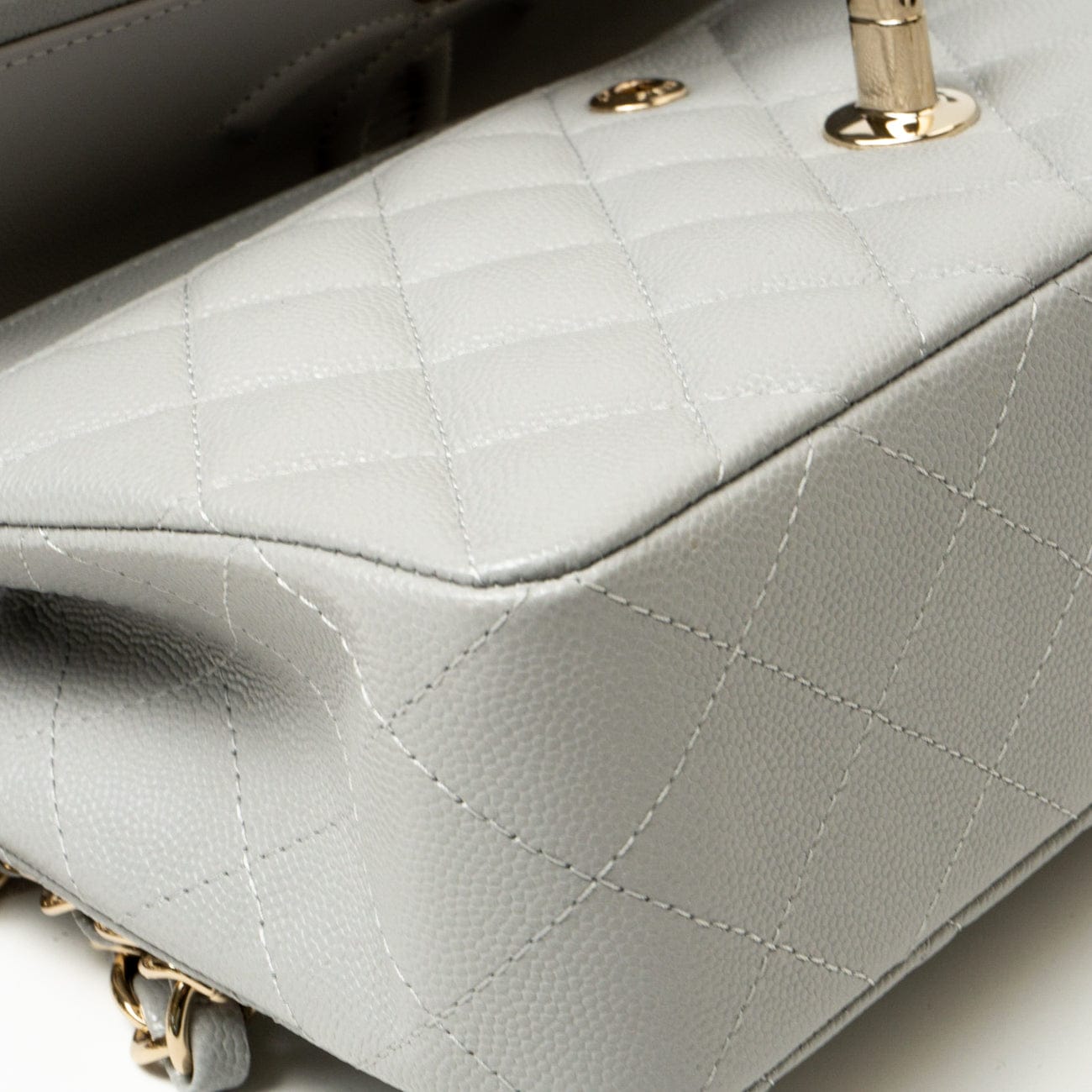 21A Grey Caviar Quilted Classic Flap Small LGHW