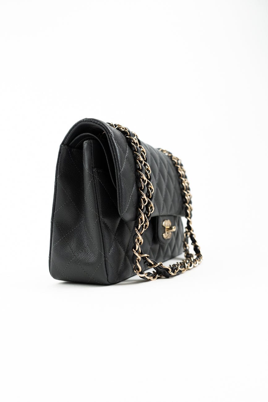 21B Grey Caviar Quilted Classic Flap Medium Light Gold Hardware