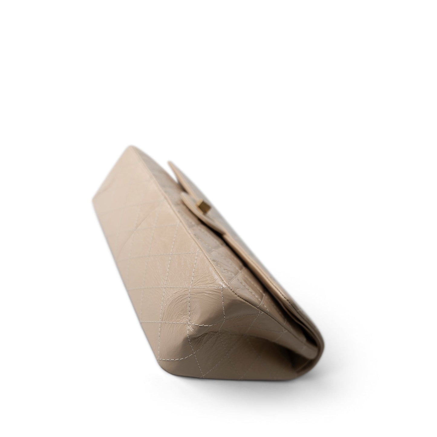 15P Beige Crumpled Calfskin Quilted Reissue 2.55 Flap 227 Aged Gold Hardware