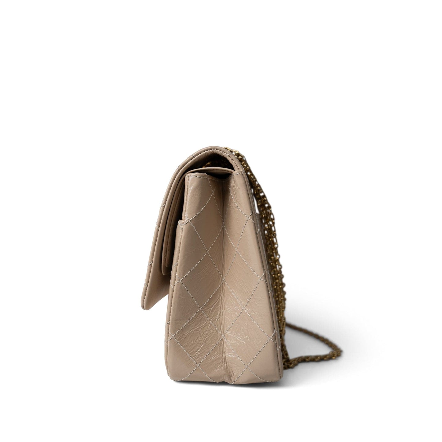 15P Beige Crumpled Calfskin Quilted Reissue 2.55 Flap 227 Aged Gold Hardware