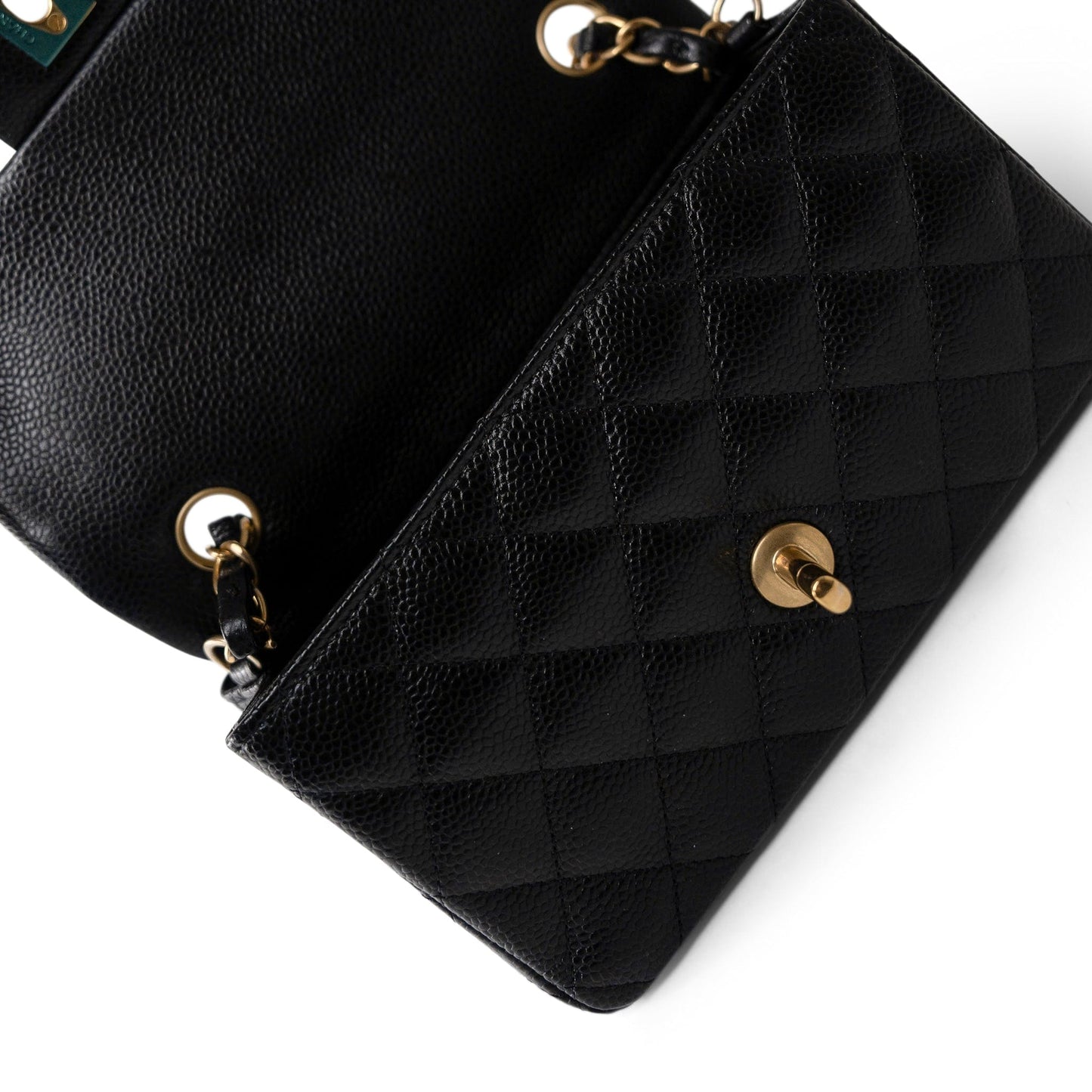 15B Black Caviar Quilted Mini Rectangular Flap Aged Gold Hardware