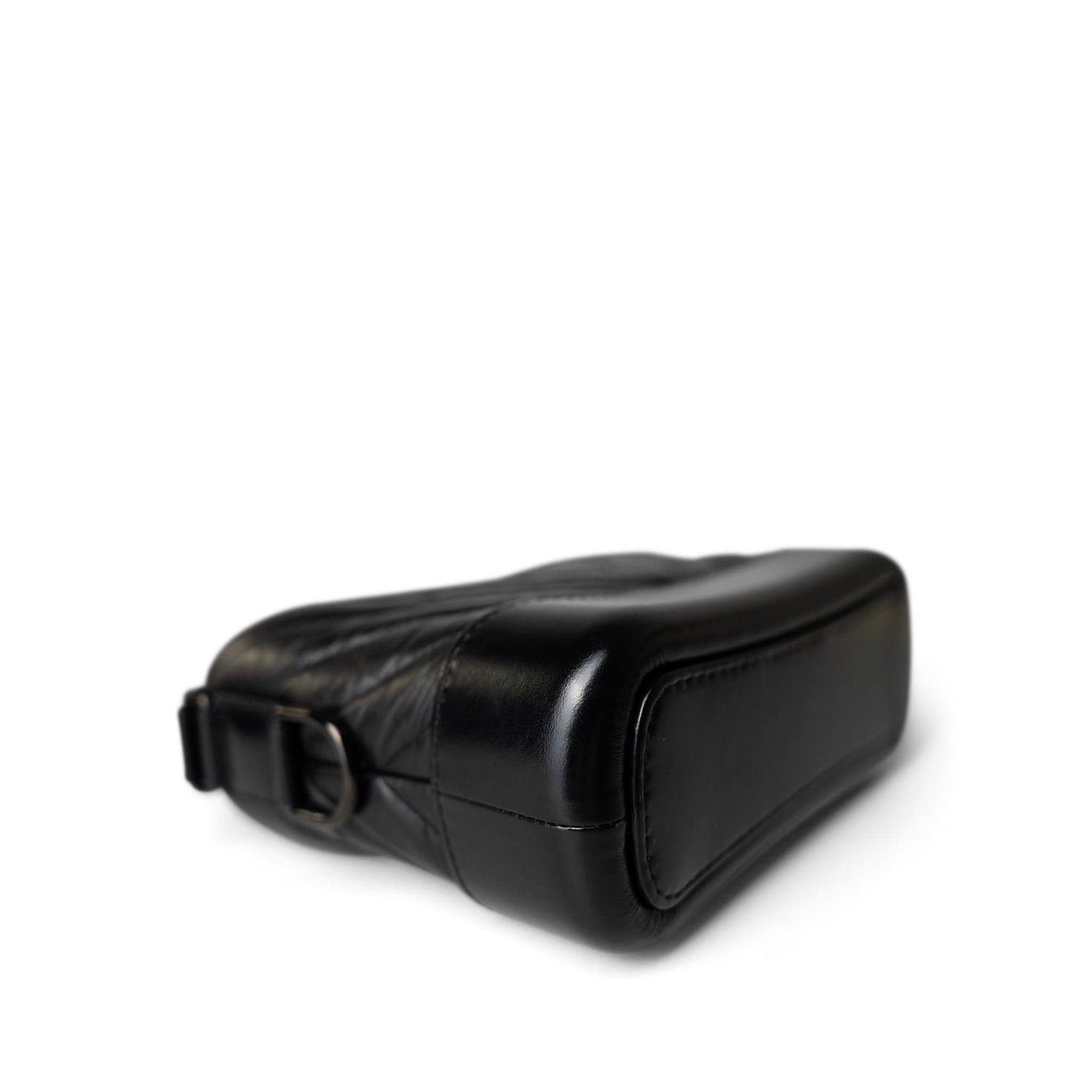 19B So Black Aged Calfskin Chevron Small Hobo Gabrielle Bag