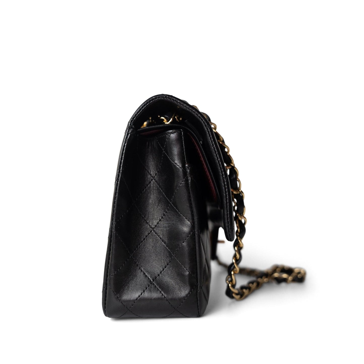 Vintage Black Lambskin Quilted Classic Flap Medium Gold Hardware