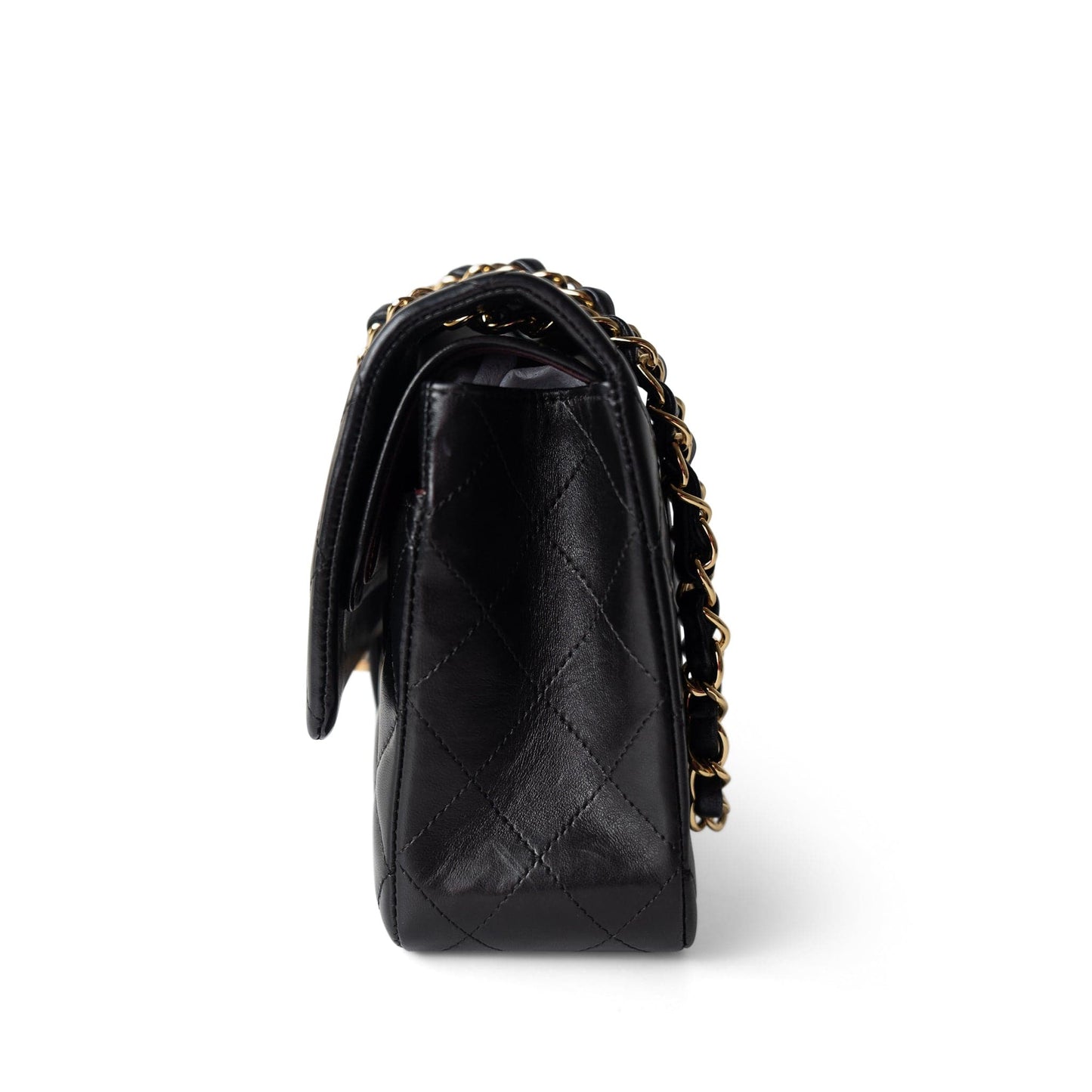 Vintage Black Lambskin Quilted Classic Flap Medium Gold Hardware