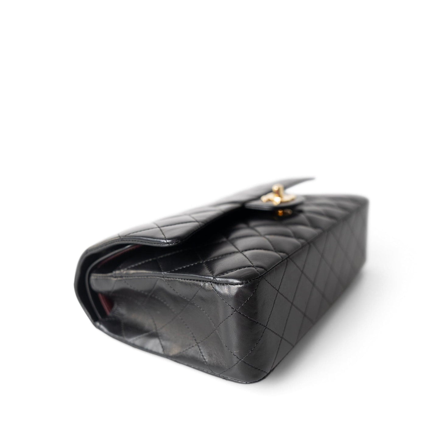 Vintage Black Lambskin Quilted Classic Flap Medium Gold Hardware