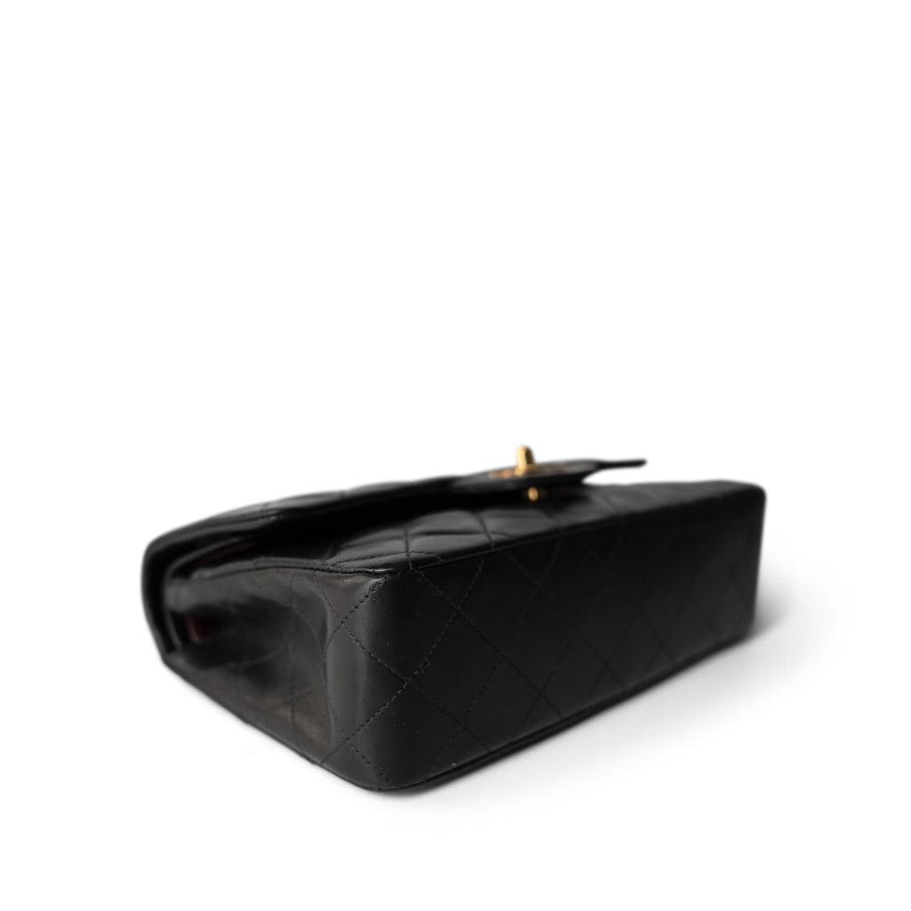 Vintage Black Lambskin Quilted Classic Flap Small Gold Hardware