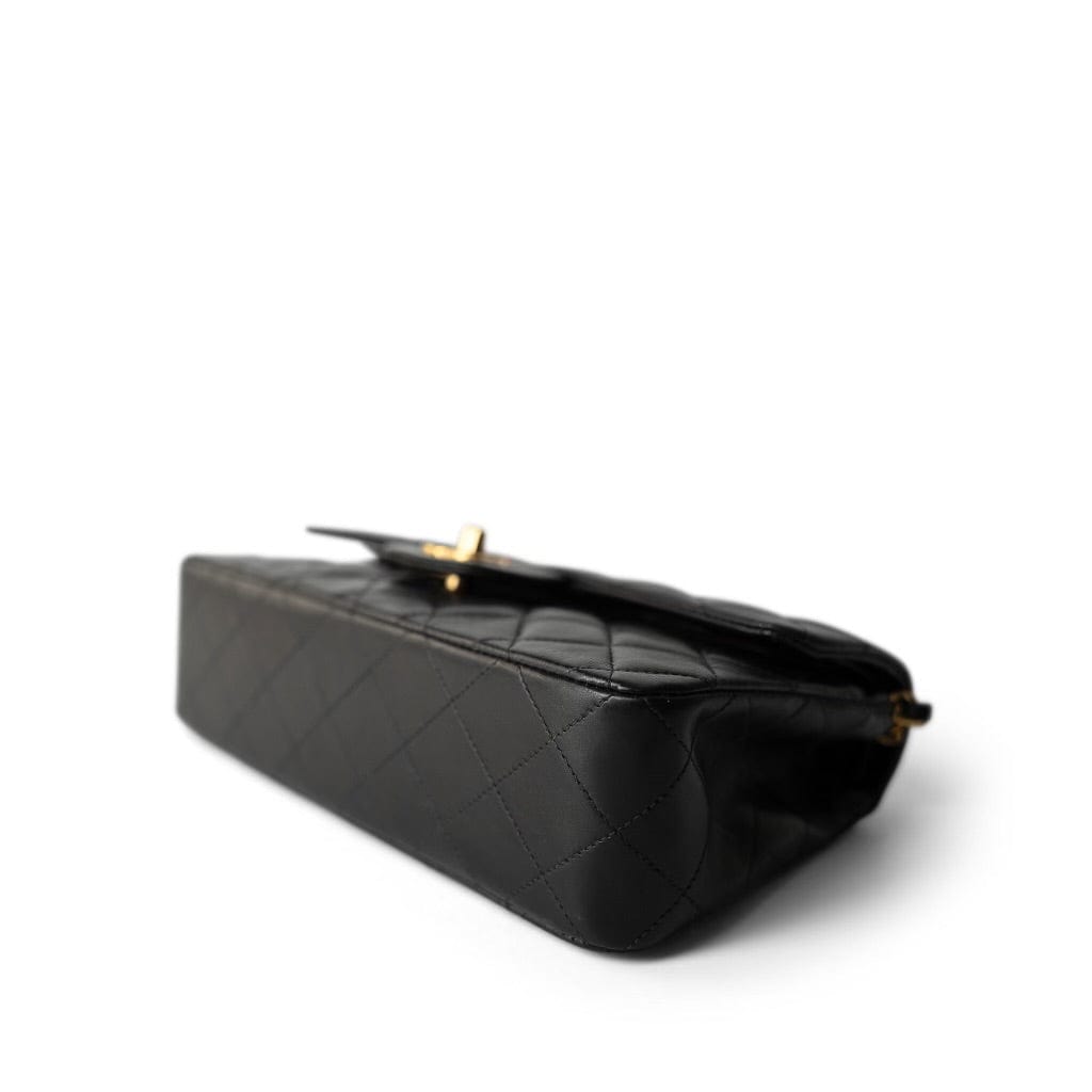 Vintage Black Lambskin Quilted Classic Flap Small Gold Hardware