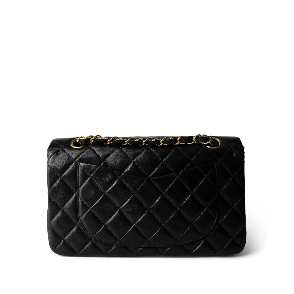 Vintage Black Lambskin Quilted Classic Flap Small Gold Hardware