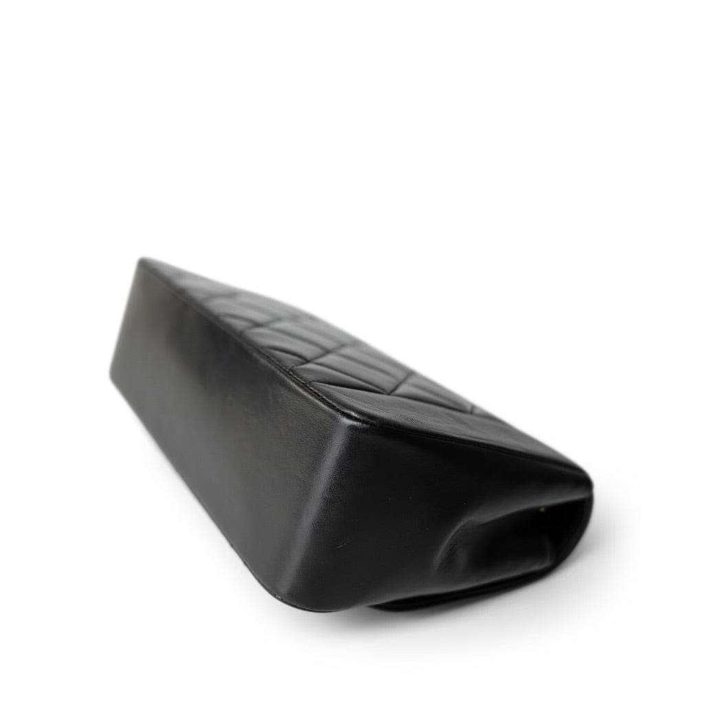 Vintage Black Lambskin Quilted Diana Small Gold Hardware