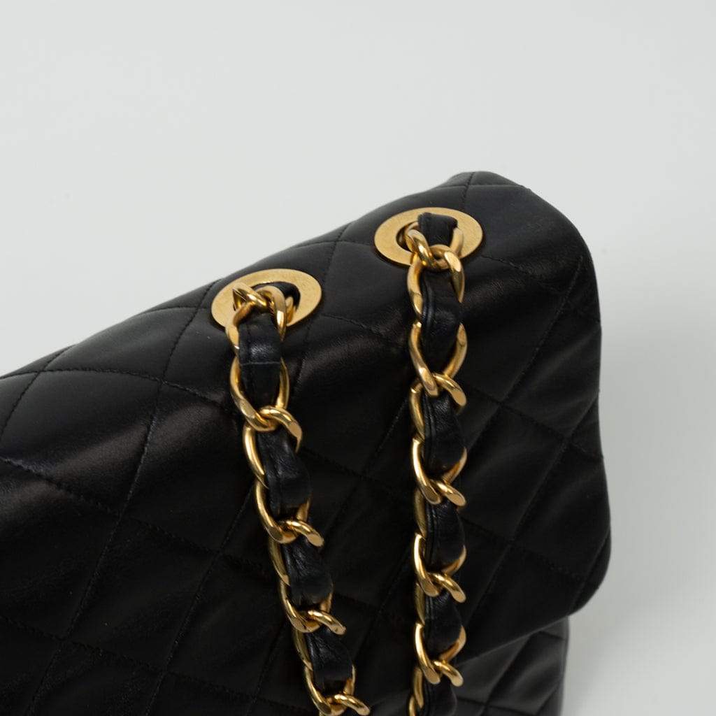 Vintage Black Lambskin Quilted Jumbo XL Single Flap