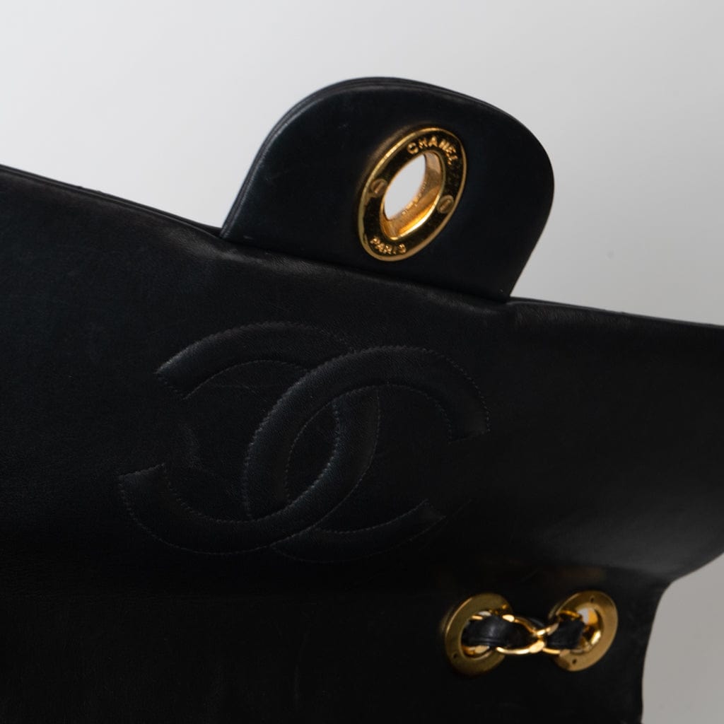 Vintage Black Lambskin Quilted Jumbo XL Single Flap