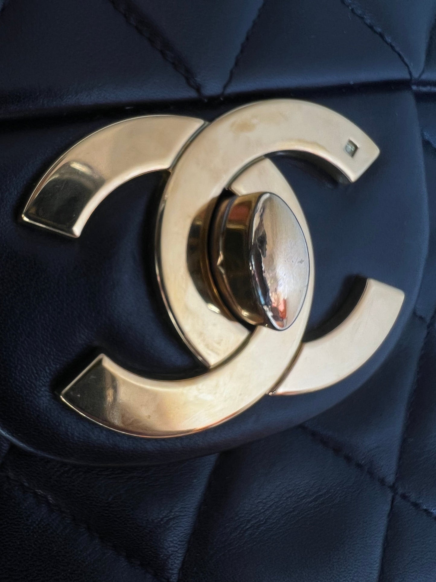 Vintage Black Lambskin Quilted Jumbo XL Single Flap