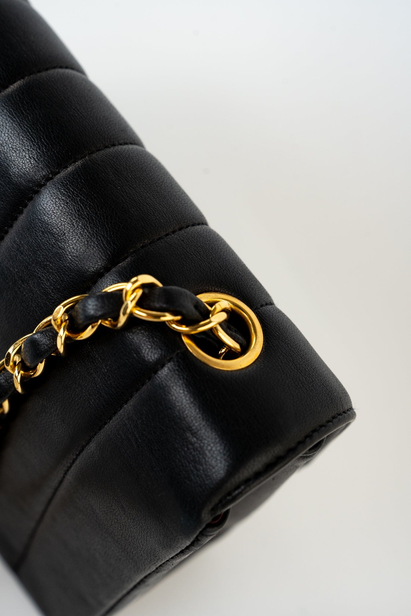 Vintage Black Vertical Lambskin Quilted Single Flap Gold Hardware