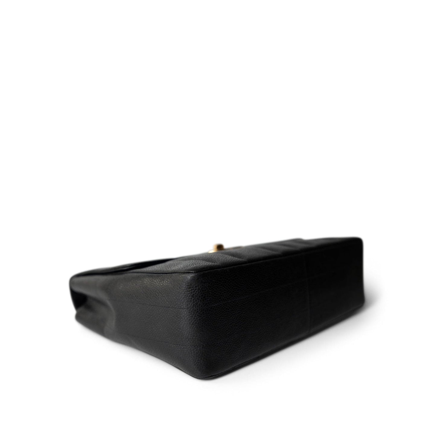 Vintage Mademoiselle Black Caviar Vertical Flap Jumbo Gold Hardware