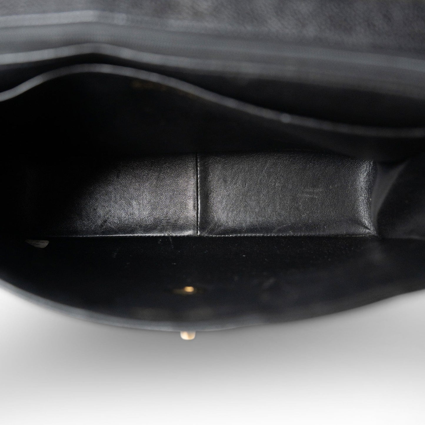 Vintage Mademoiselle Black Caviar Vertical Flap Jumbo Gold Hardware