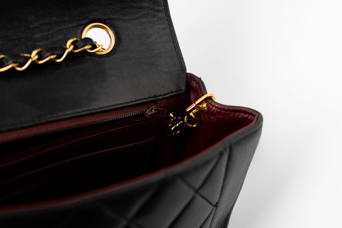 Vintage Small Black Lambskin Quilted Diana Flap GHW