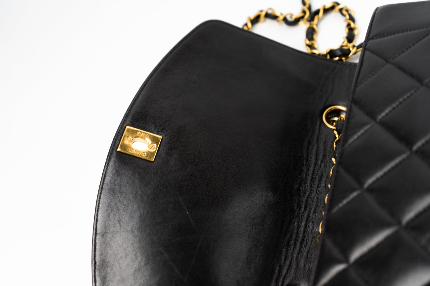 Vintage Small Black Lambskin Quilted Diana Flap GHW