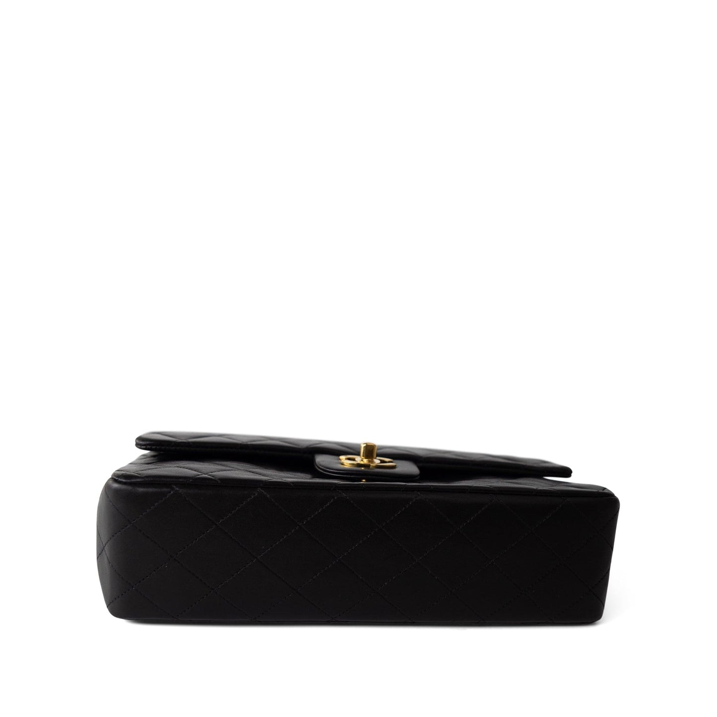 Vintage Black Lambskin Quilted Classic Flap Medium Gold Hardware