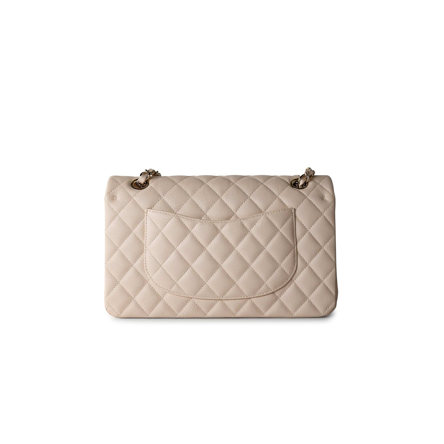 20C Light Beige Caviar Quilted Classic Flap Medium Light Gold Hardware