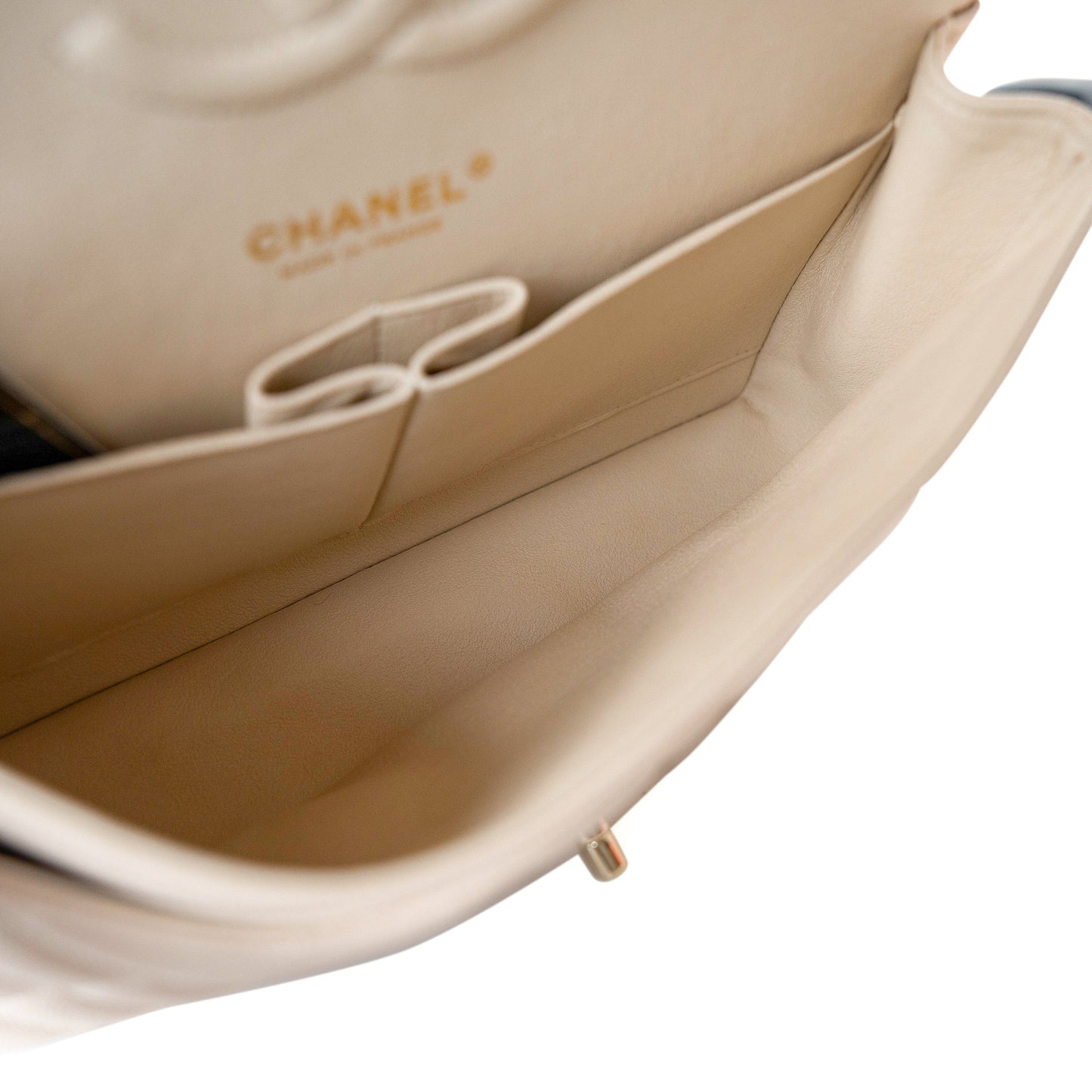 20C Light Beige Caviar Quilted Classic Flap Medium Light Gold Hardware