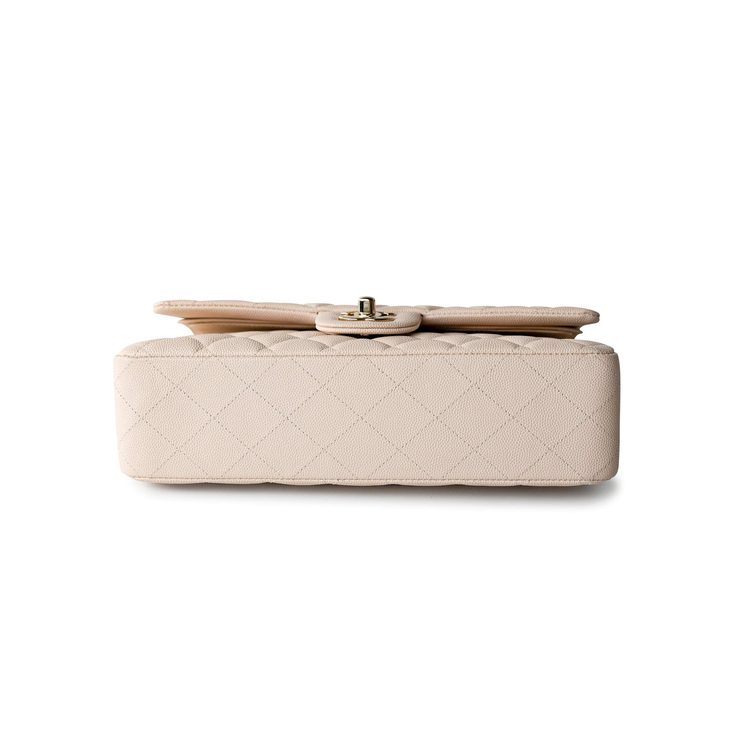 20C Light Beige Caviar Quilted Classic Flap Medium Light Gold Hardware
