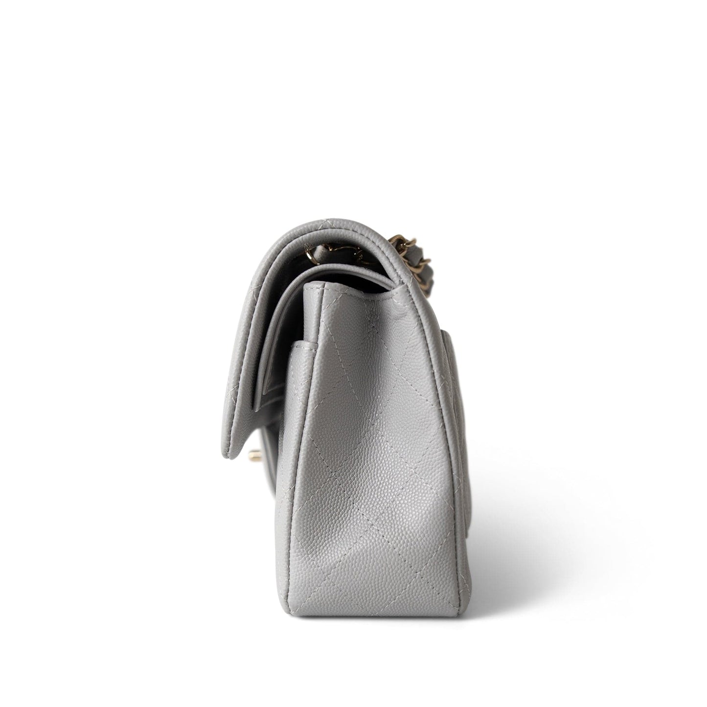 21A Grey Caviar Quilted Classic Flap Small Light Gold Hardware