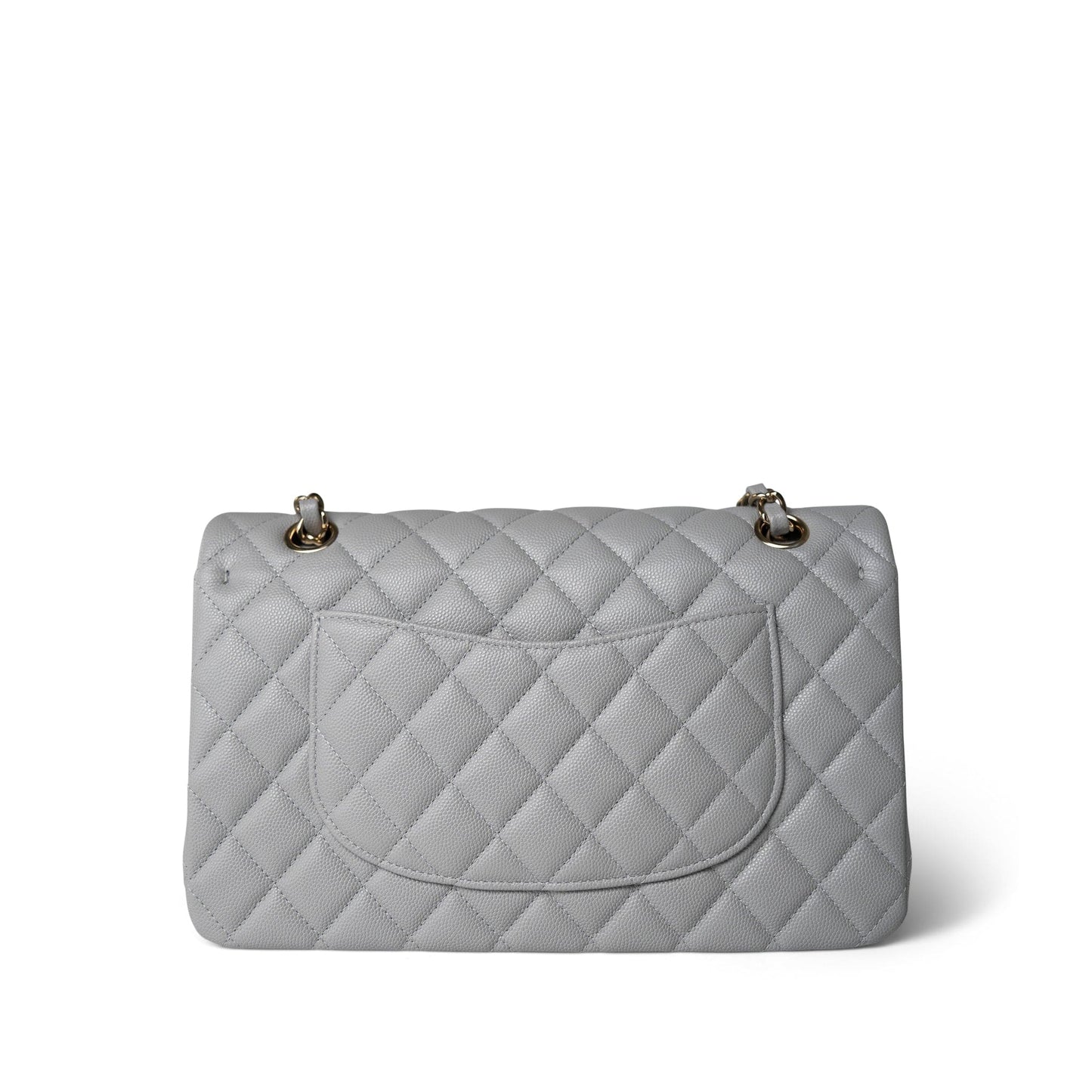 21A Grey Caviar Quilted Medium Classic Flap Light Gold Hardware