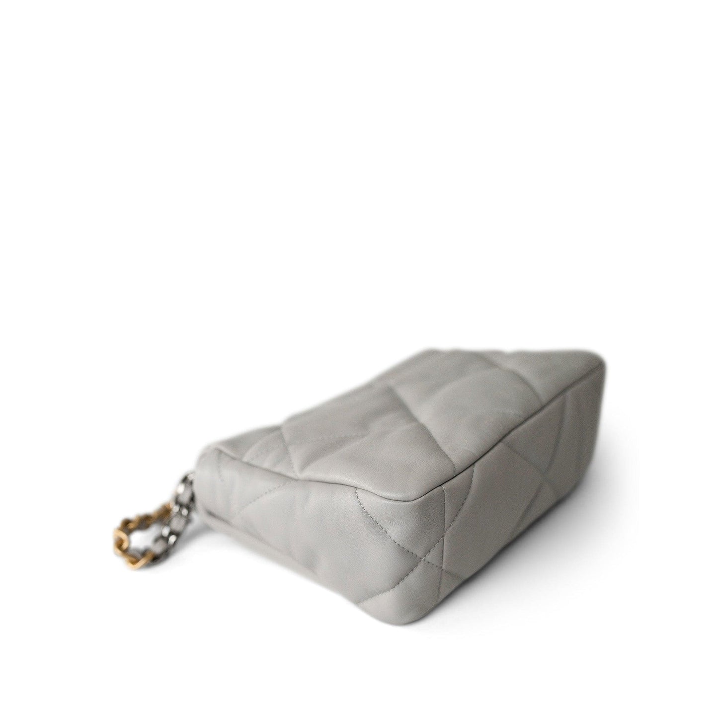 21A Grey Lambskin Quilted 19 Flap Mixed Hardware