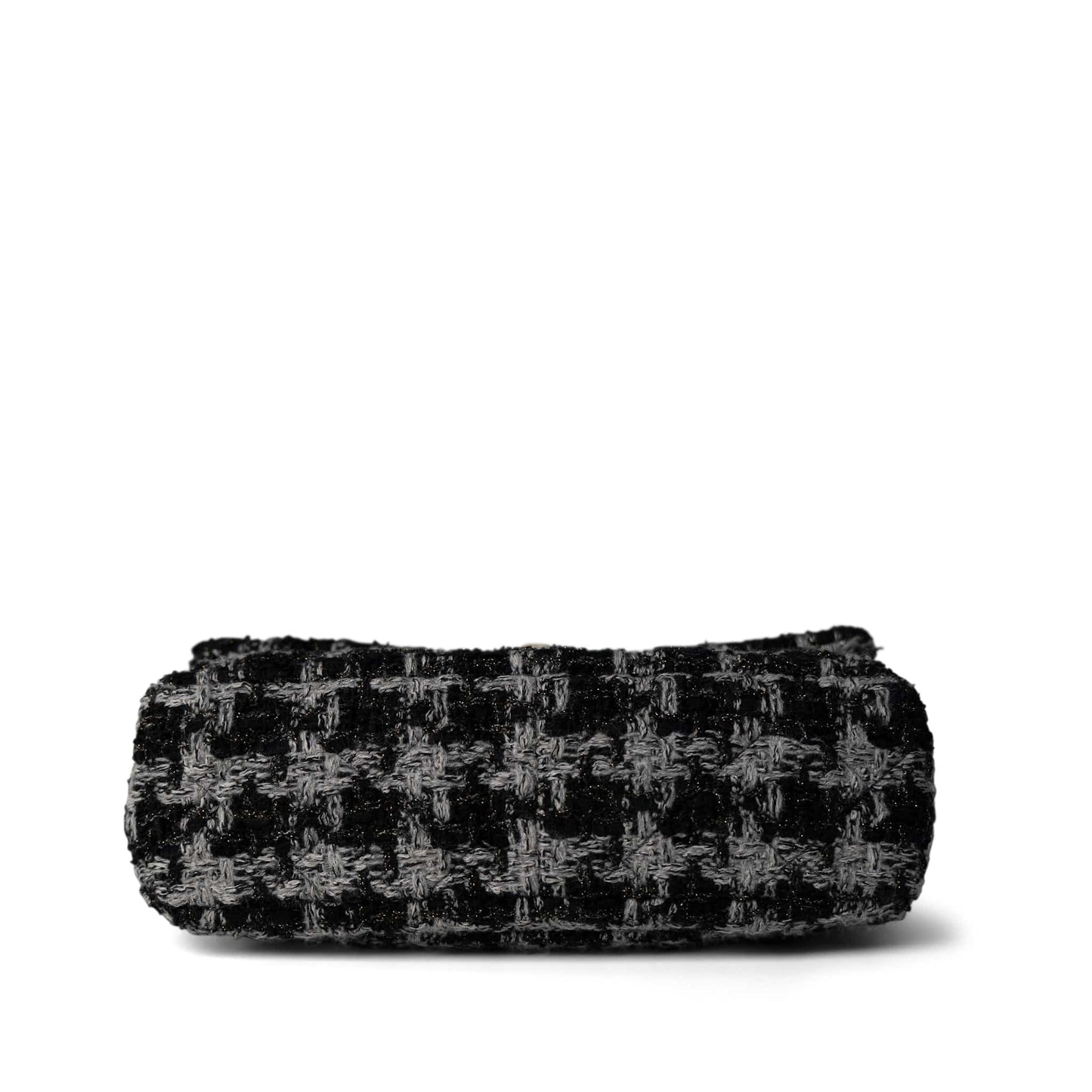 Wool Tweed Quilted Elegant Chain Flap Black Grey