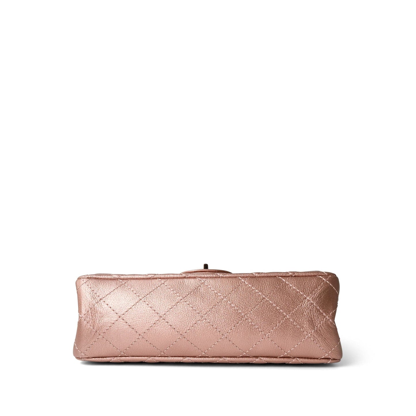2.55 Rose Gold Grained Calfskin Quilted Medium Double Flap