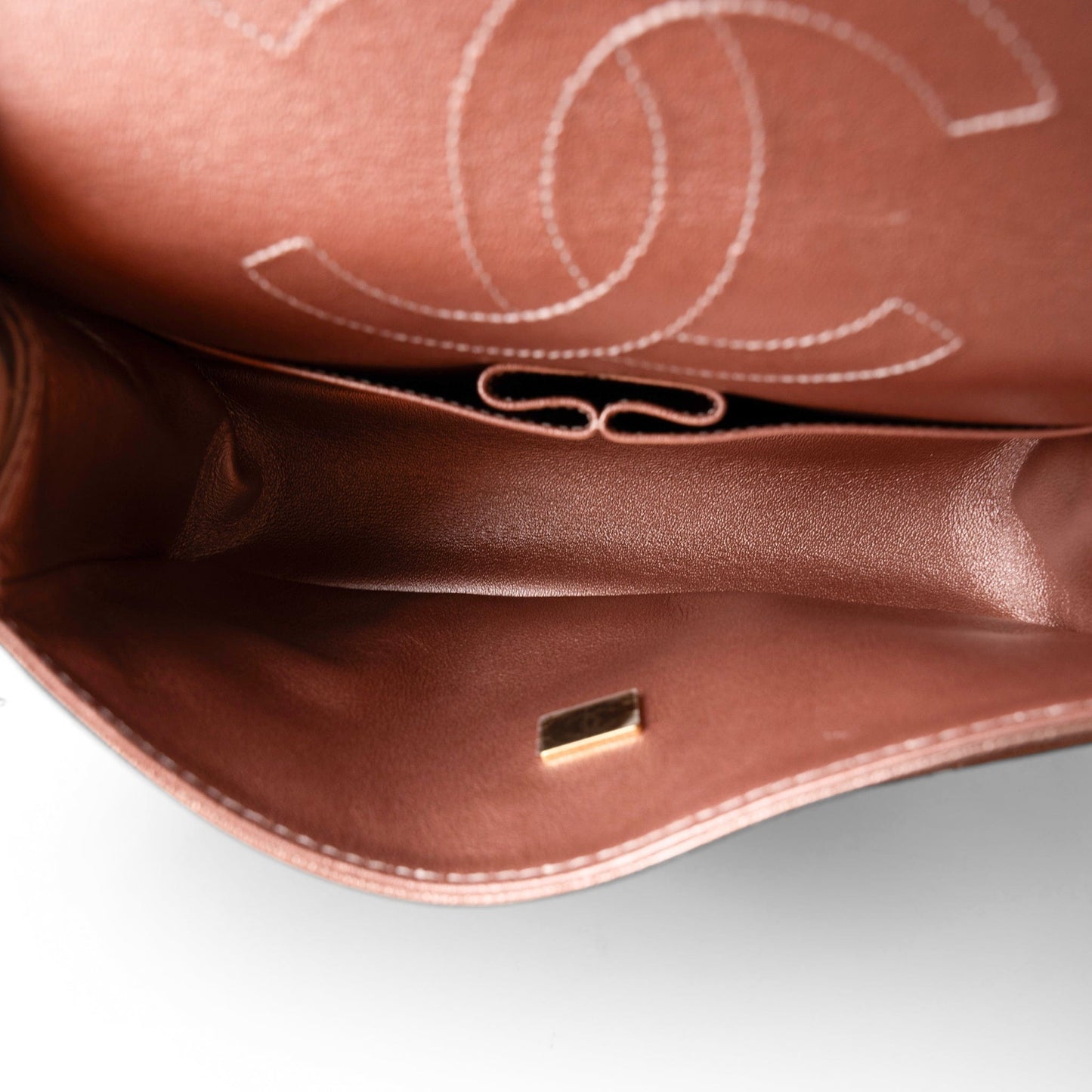 2.55 Rose Gold Grained Calfskin Quilted Medium Double Flap