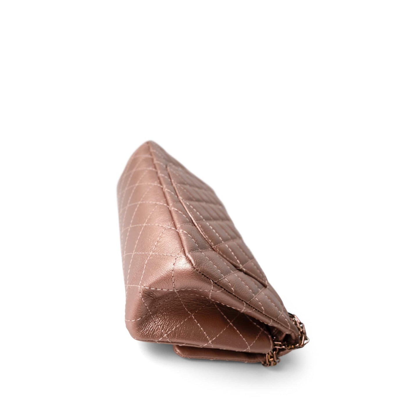 2.55 Rose Gold Grained Calfskin Quilted Medium Double Flap