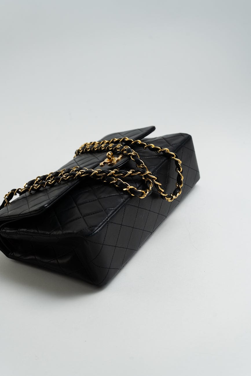 Vintage Black Lambskin Quilted Classic Flap Medium GHW