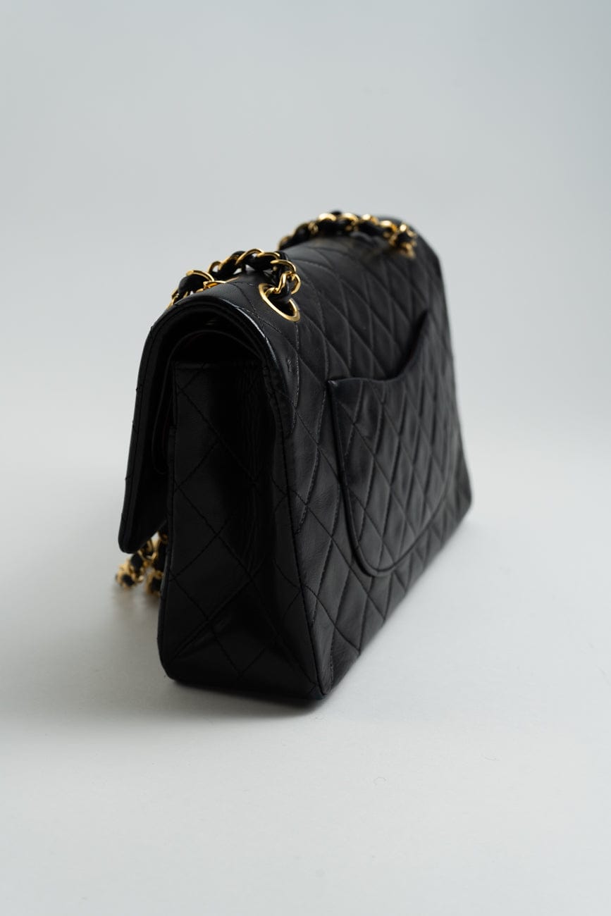 Vintage Black Lambskin Quilted Classic Flap Medium GHW